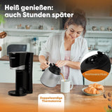 Kávovar Bomann® s termoskou | na 8-10 šálků kávy | bez teplotních ztrát | kávovar s filtrem | 1 litr | Espresso | Filtrační kávovar s termoskou | KA 168 černá