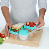 Systém obědových boxů Bento Box TO GO s přihrádkami | Box na oběd 1,25 l s nádobou na jogurt/ovoce | pro děti i dospělé l | Bez BPA Minty Teal [21685-8T], mátově zelená Naty Shop boxy na skladování potravin