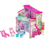 Lisciani - Domeček pro panenky - Prázdninová vila pro panenky Barbie - Fantasy Play - Kartonový domeček k sestavení a zdobení - Kreativní volný čas - Pro dívky od 4 let