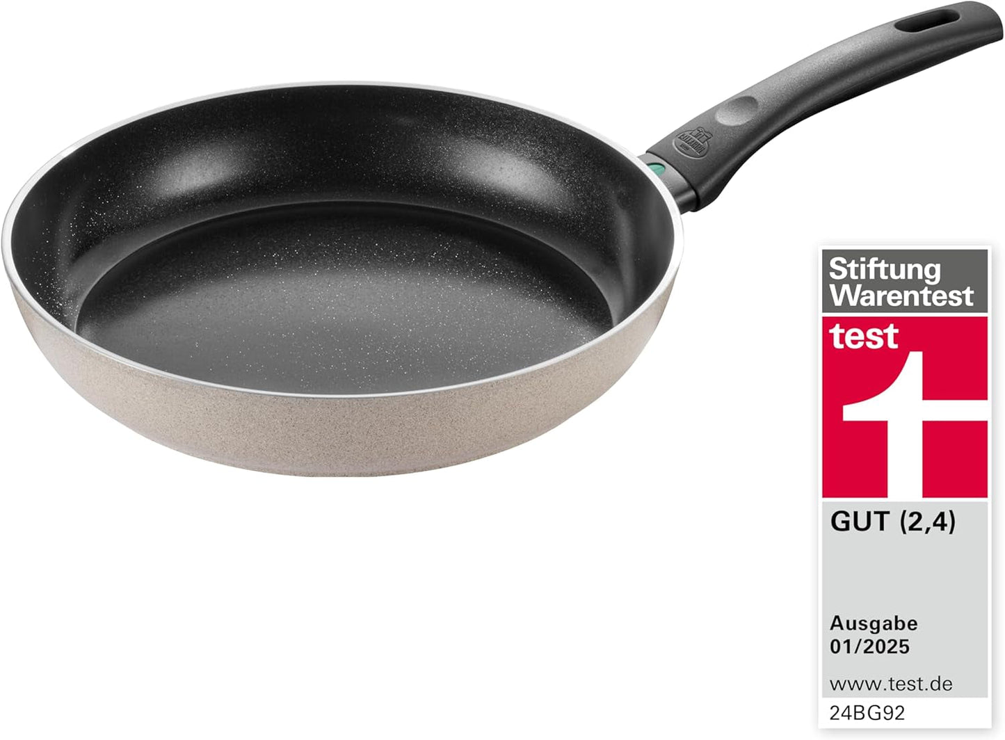 Pánev Ledro, 24 cm, hliník, vhodná na indukci, nepřilnavý keramický povrch, Thermopoint, Made in Italy, béžové Hrnce a pánve Naty Shop 28 cm