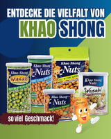 Khao Shong smažený zelený hrášek s wasabi, křupavý hrášek v pikantním těstíčku, nízkotučná alternativa k ořechům, středně pikantní, 1 plechovka 140 g | 140 g (1 balení)