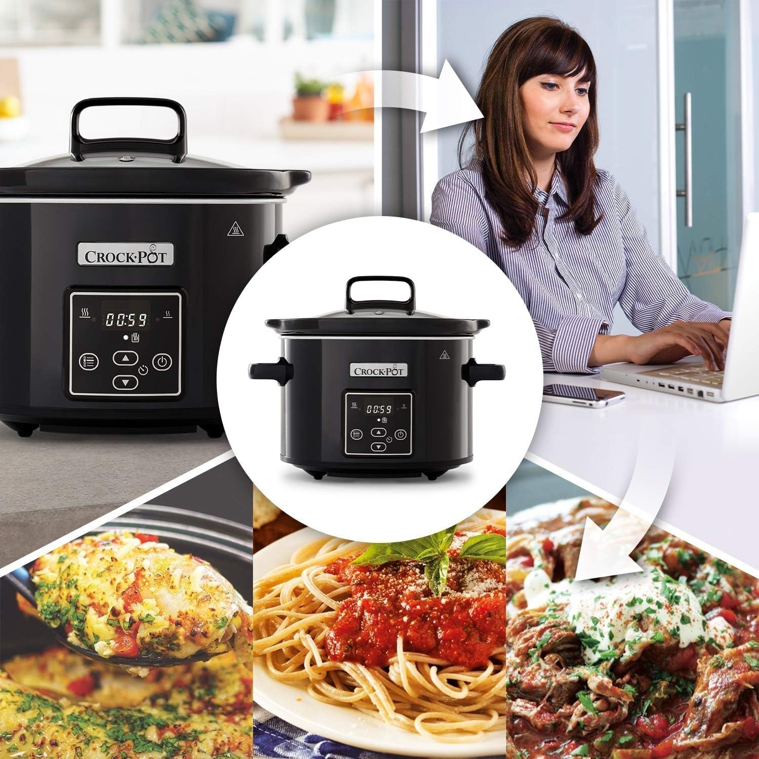 Pomalý hrnec digitální Crockpot, funkce udržování teploty, 2,4 litru (1-2 osoby) Pomalý hrnec Naty Shop