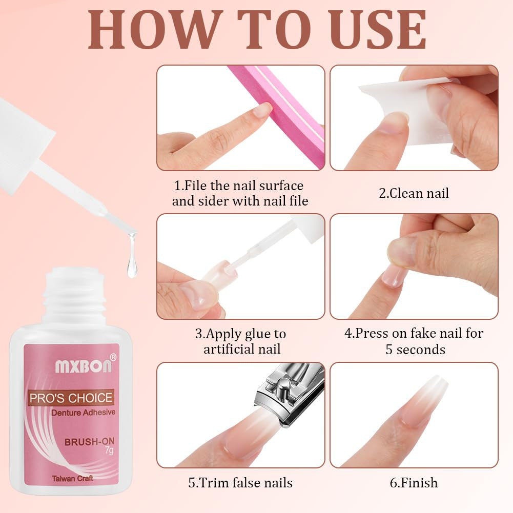 Sada 240 kusů umělých nehtů, French Press na umělé nehty, Press On French Neht, 12 velikostí, umělé nehty s lepidlem pro ženy a muže (Nude White Medium Mandle)