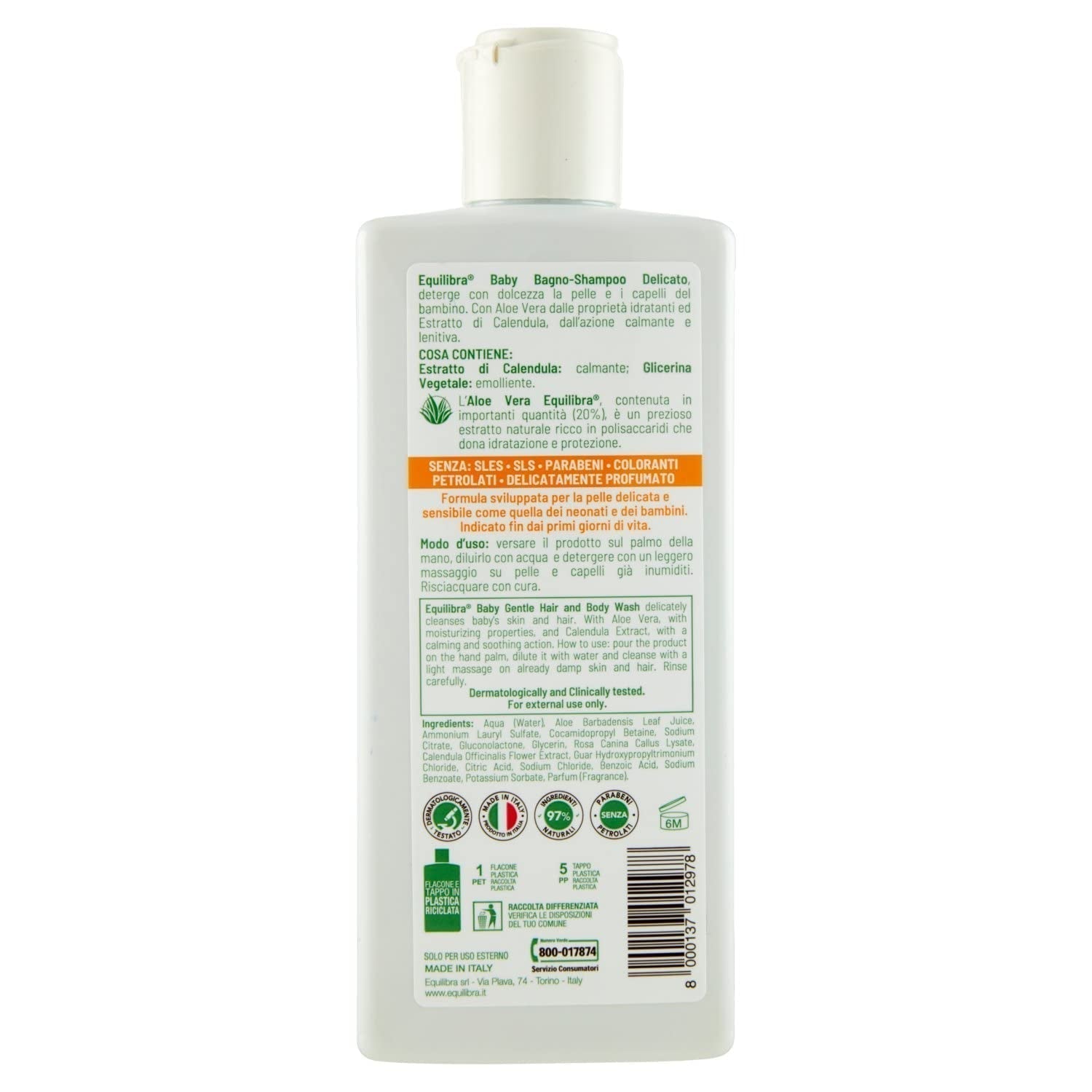 Equilibra Baby Bagno Shampoo 250 M Dětský - Koupel a péče o pleť Naty Shop