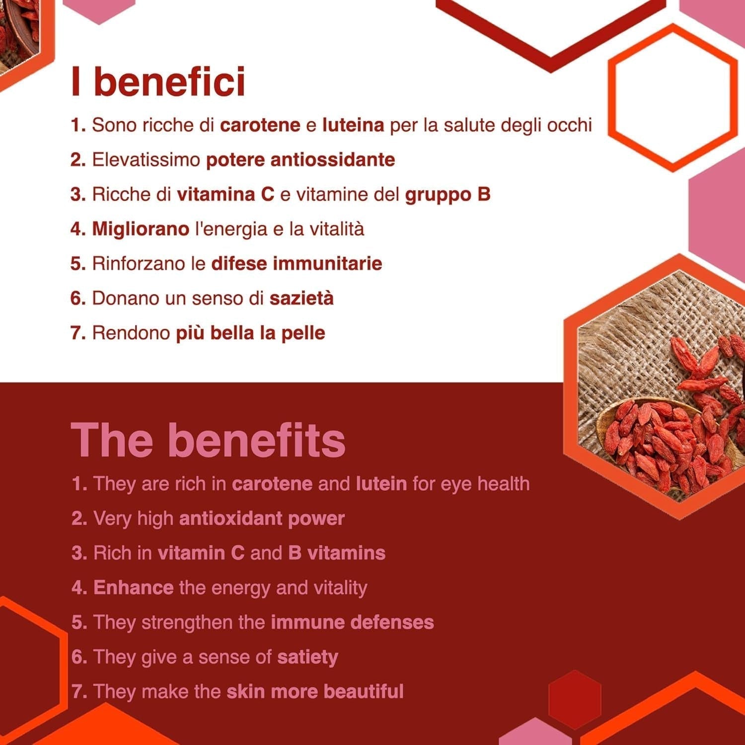 ERBOTECH Goji Berries 200 g, bobule goji s vysokým obsahem vitamínů, sušené ovoce bez cukru a síry, přírodní superpotraviny a bohaté na energii, Made in Italy Dehydrované produkty Naty Shop
