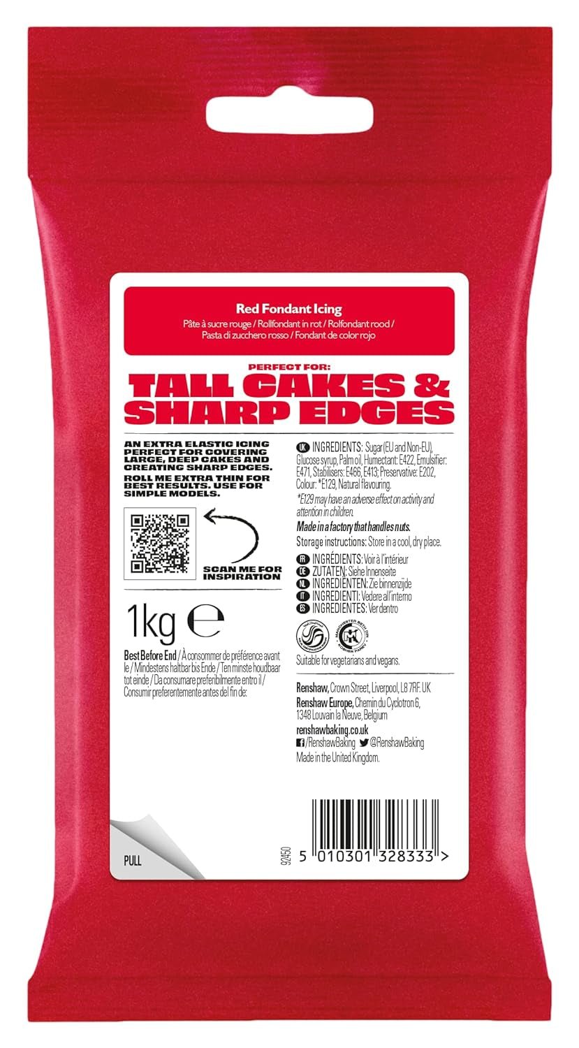 Extra Fondant Red 1kg - Extra elastický fondant s vanilkovou příchutí, ideální na potahování dortů - Red - 1kg Cukrová pasta Naty Shop