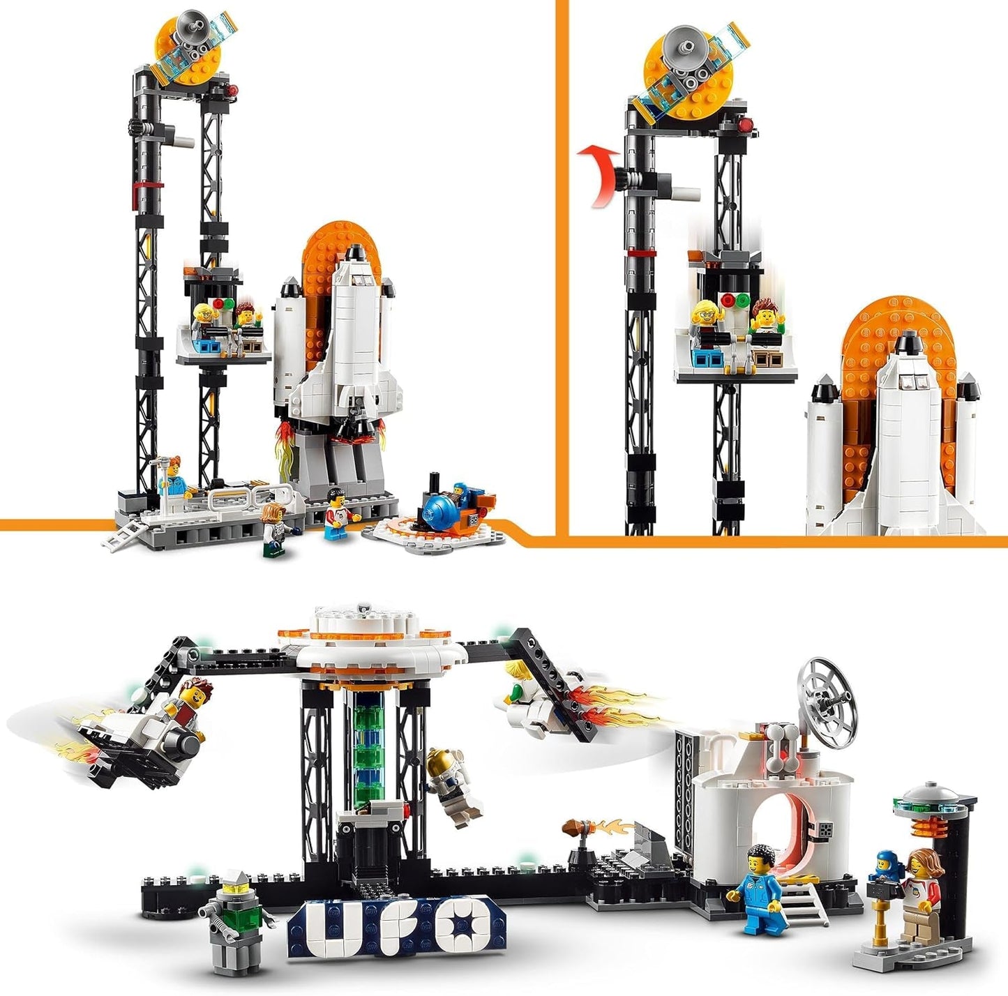 Stavebnice LEGO 31142 Creator 3 v 1 Vesmírná horská dráha pro děti s funkčními vozíky, přestavbami na věž s volným pádem nebo kolotočem s raketami a svítícími kostkami Stavebnice Besuche den LEGO-Store