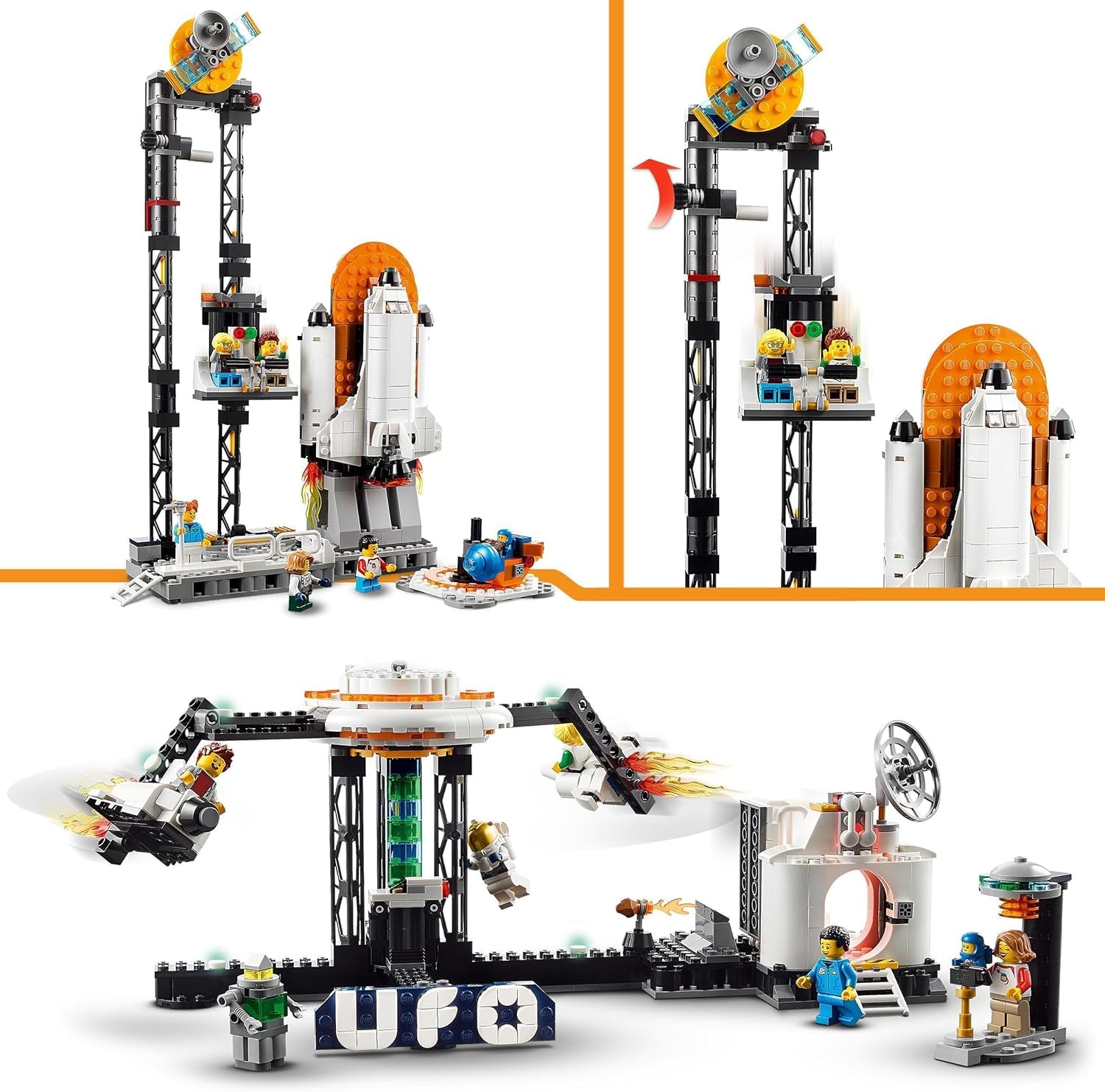 Stavebnice LEGO 31142 Creator 3 v 1 Vesmírná horská dráha pro děti s funkčními vozíky, přestavbami na věž s volným pádem nebo kolotočem s raketami a svítícími kostkami Stavebnice Besuche den LEGO-Store