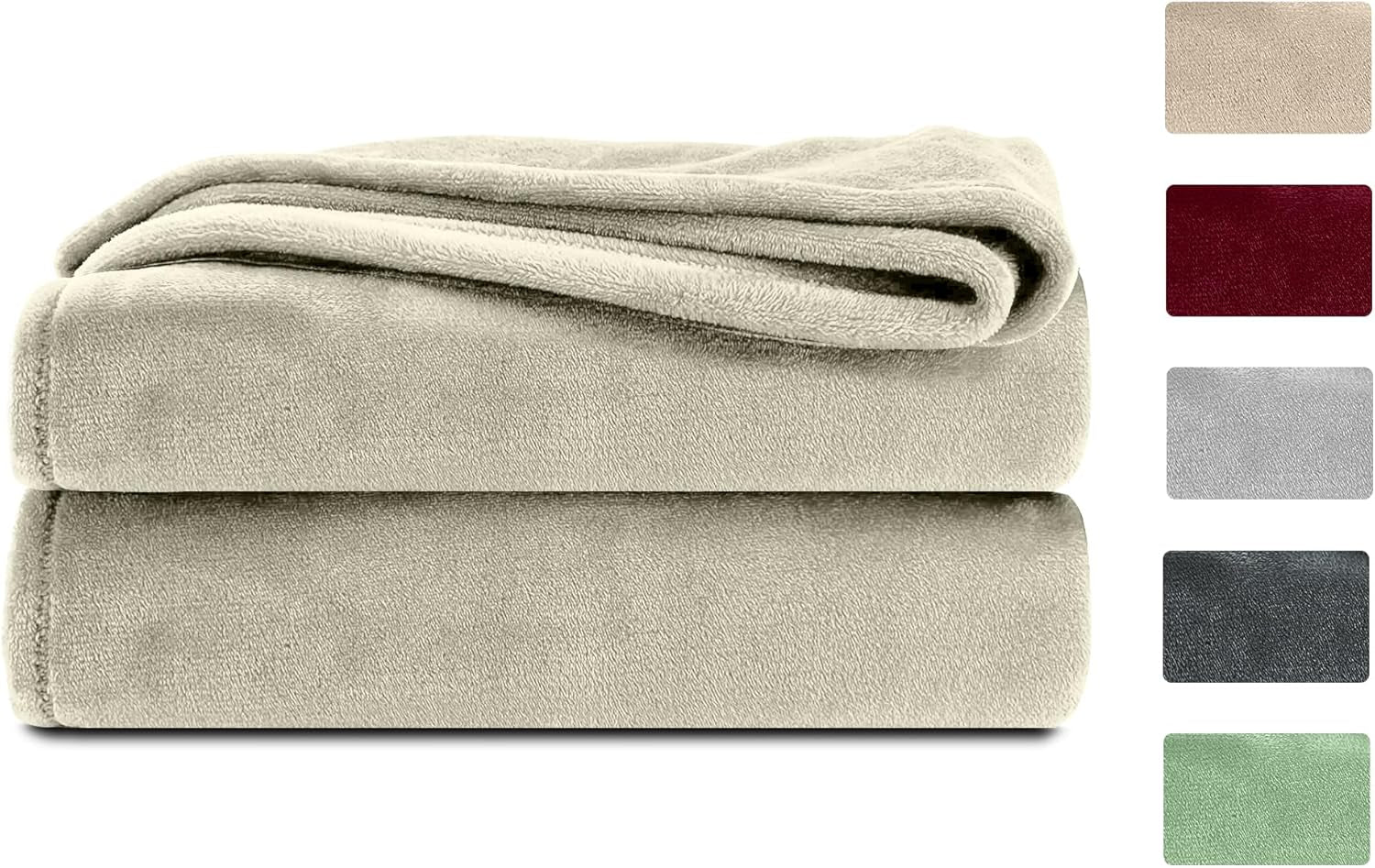Nadýchaná deka Komfortec, pohodlná deka, fleecová deka, certifikace Oeko-Tex, super měkká, 150X200 Cm, 260 G/M², béžová Postele a deky Besuche den Komfortec-Store Ecru 220 X 240 Cm