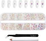 Beadsland 2500 ks Glas Nailart Strasssteine ​​​​Kristall Flatback Edelsteine ​​Runde, ​​Für Handwerk Gemischt 8 Größen SS4 ~ SS30 Mit Picking Pinzette Und Stift (Kristall Weiss)