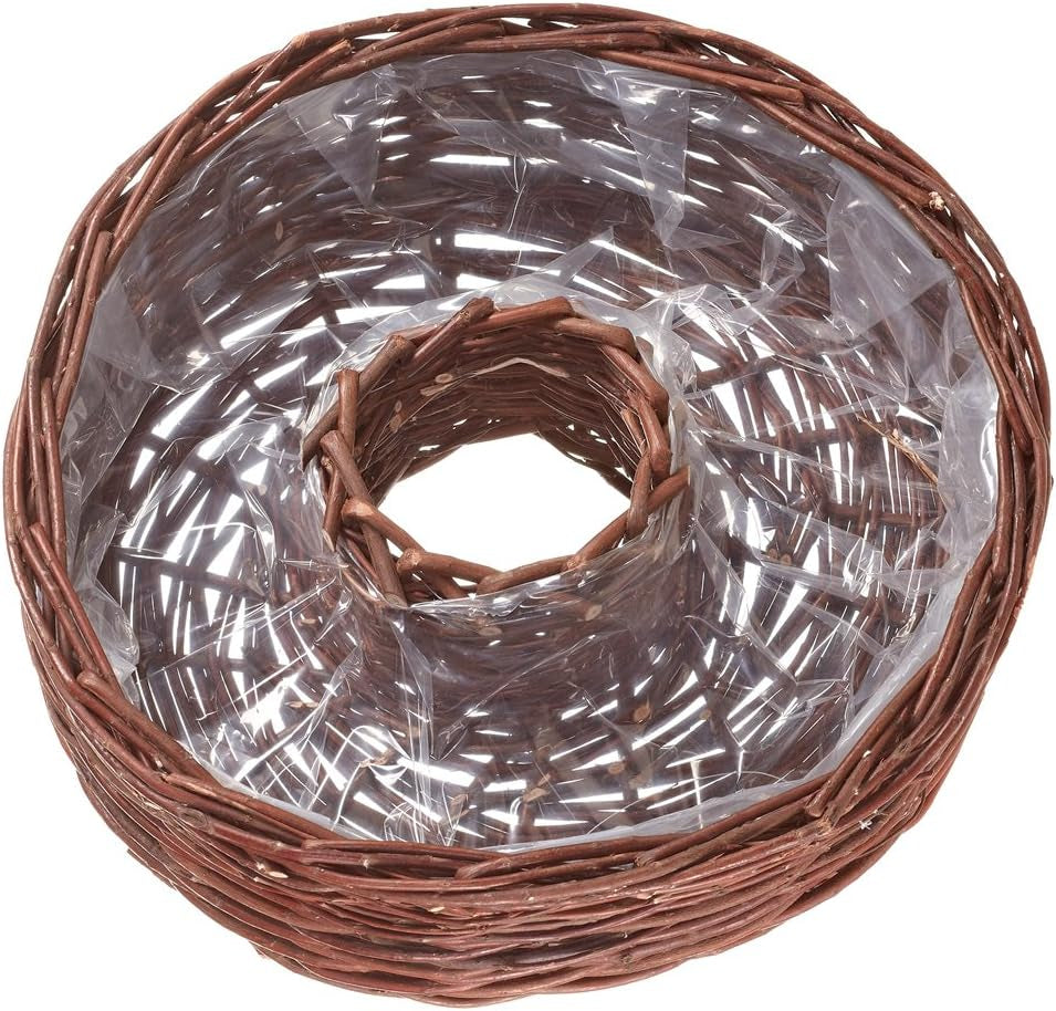 Dehner vrbový košový kruh s výsadbovou fólií, výška 12 cm, Ø 40 cm, vrbová látka, hnědá