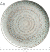 MÄSER 931744 Pikantní market Series, ručně malovaná sada nádobí pro 4 osoby ve vintage středomořském designu, 16dílná keramická kombinovaná sada, zelená, kamenina
