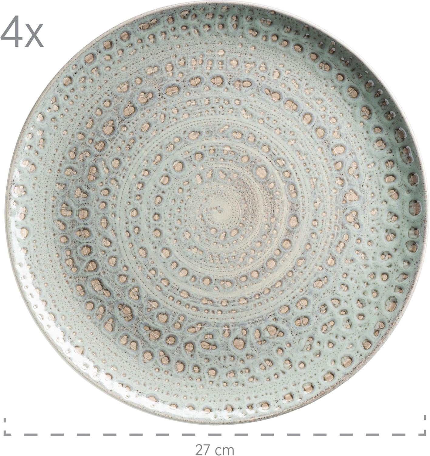 MÄSER 931744 Pikantní market Series, ručně malovaná sada nádobí pro 4 osoby ve vintage středomořském designu, 16dílná keramická kombinovaná sada, zelená, kamenina
