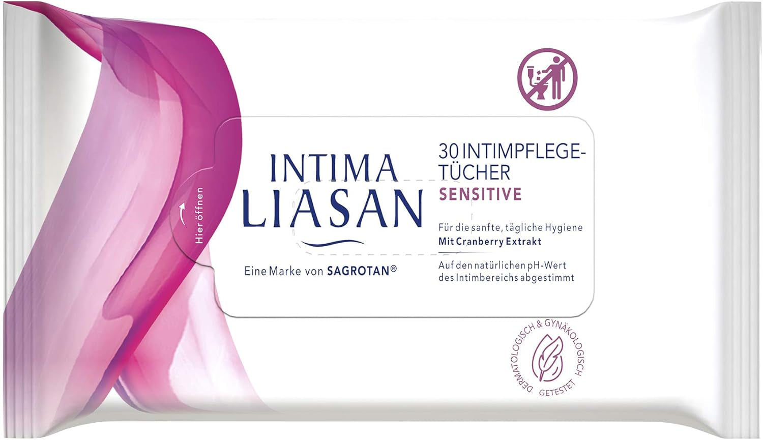 Intima by Sagrotan Sensitive ubrousky pro intimní péči, bez mýdla a alkoholu, 30 kusů (balení 4 ks)