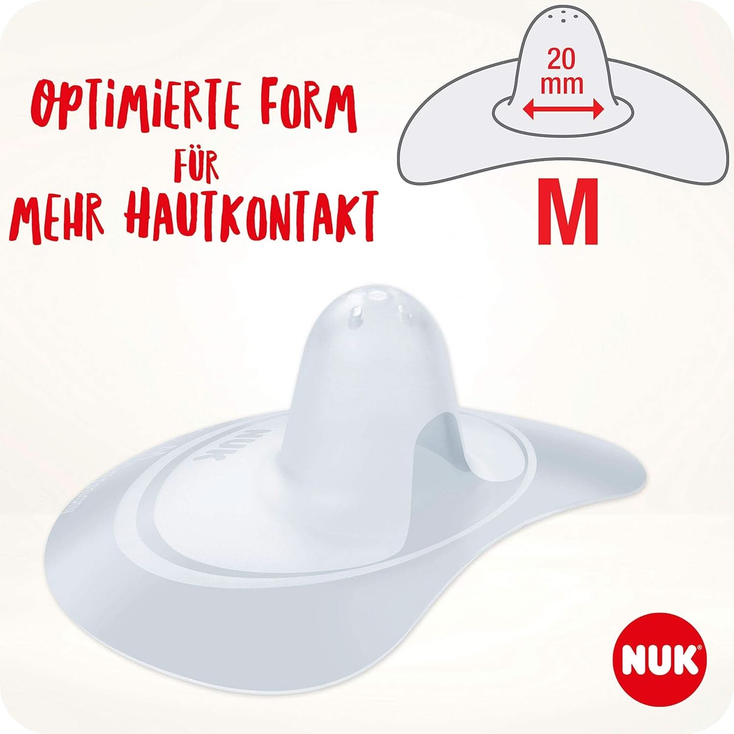 NUK Stillhütchen | Brusthütchen Zum Stillen | Schützt Vor Wunden Brustwarzen | Dünnes Silikon | Größe M (20 mm) | Včetně Schutzdose | 2 Stück Dětská výživa a doplňky ke kojení Naty Shop