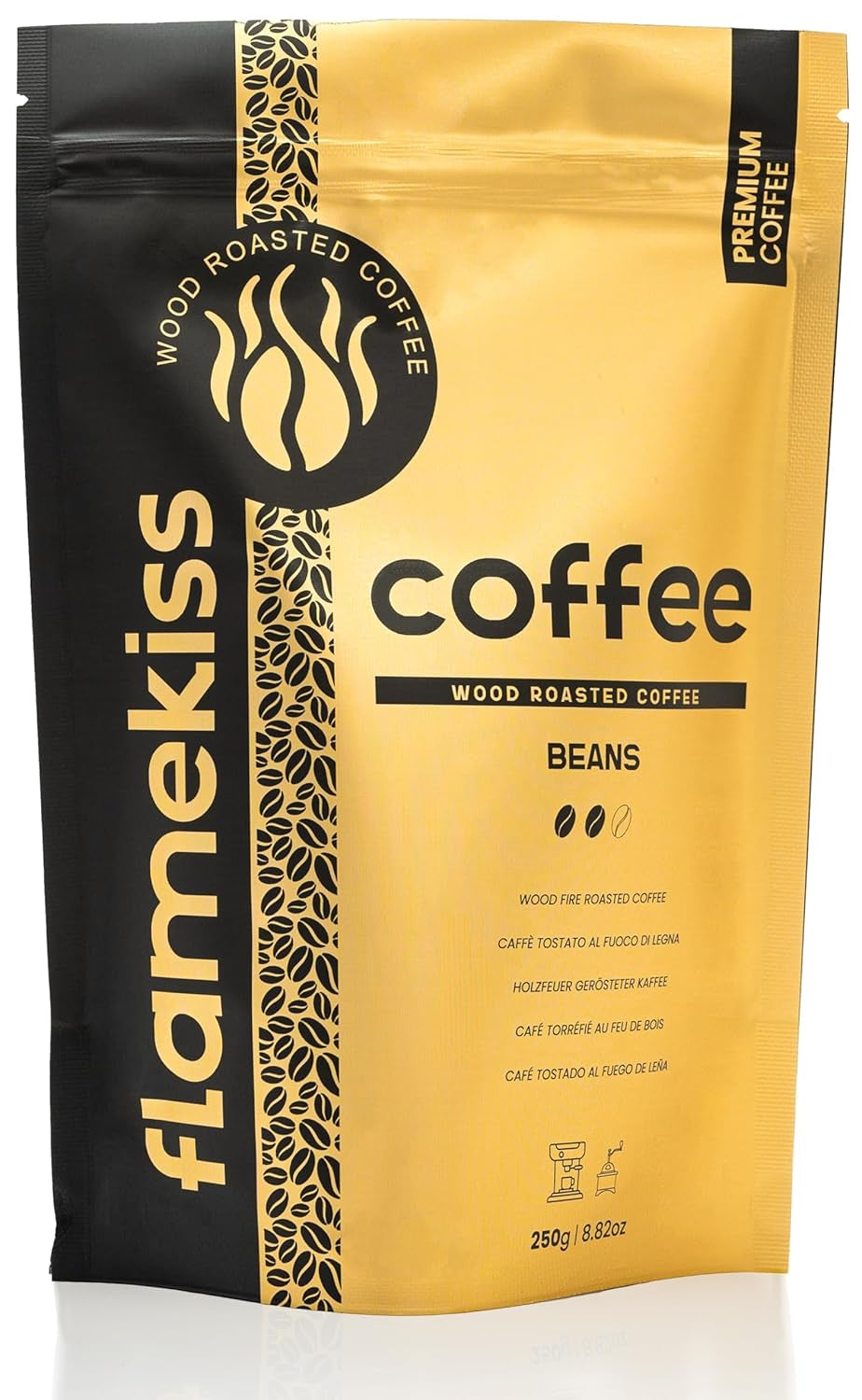 Kávová zrna 250g – Vysoce kvalitní espresso Arabica a Robusta, ručně pražené na dřevě, pro plnou a aromatickou chuť kávových zrn