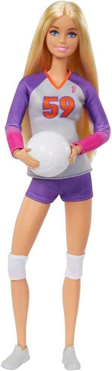 Barbie Made to Move - Volejbalová panenka s tričkem a míčem - 22 kloubů pro realistické hraní, včetně volejbalového a sportovního oblečení, HKT72 Naty Shop Dolls