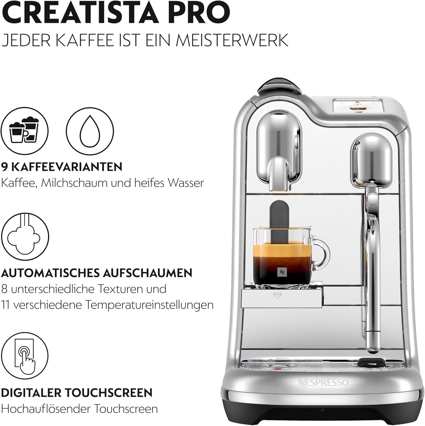Espresso kávovar Sage Nespresso Creatista Pro, nerezová ocel, kartáčovaná nerezová ocel
