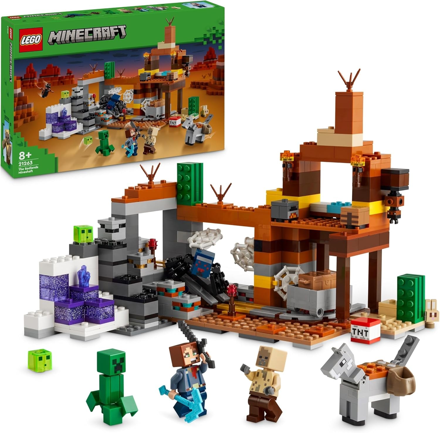LEGO Minecraft Badlands Mine Videohra Hrací sada pro těžbu pro chlapce a dívky ve věku 8+ Zábavná stavebnice Kostky Dobrodružná sada Dárek k narozeninám 21263 Stavebnice Besuche den LEGO-Store Výchozí název
