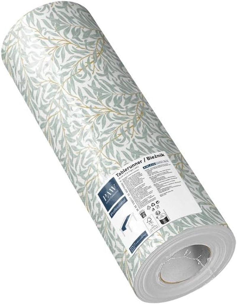 PAW - Airlaid Table Runner (40 cm X 24 M) I Stolní dekorace pro přijímání, biřmování, svatbu, výročí, zahradní slavnost, křest I Dekorace na stůl Elegantní stuha na stůl - Vrbová ratolest I Vrbová ratolest
