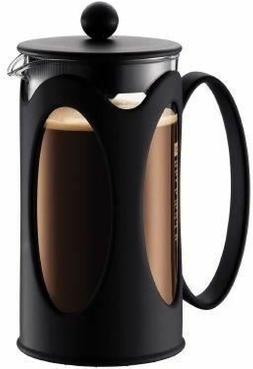 Kávovar Bodum Kenya – 1l / 8 šálků – Ruční French Press Borosilikátové sklo a nerezová ocel – Vhodné do myčky – Vyrobeno v Portugalsku