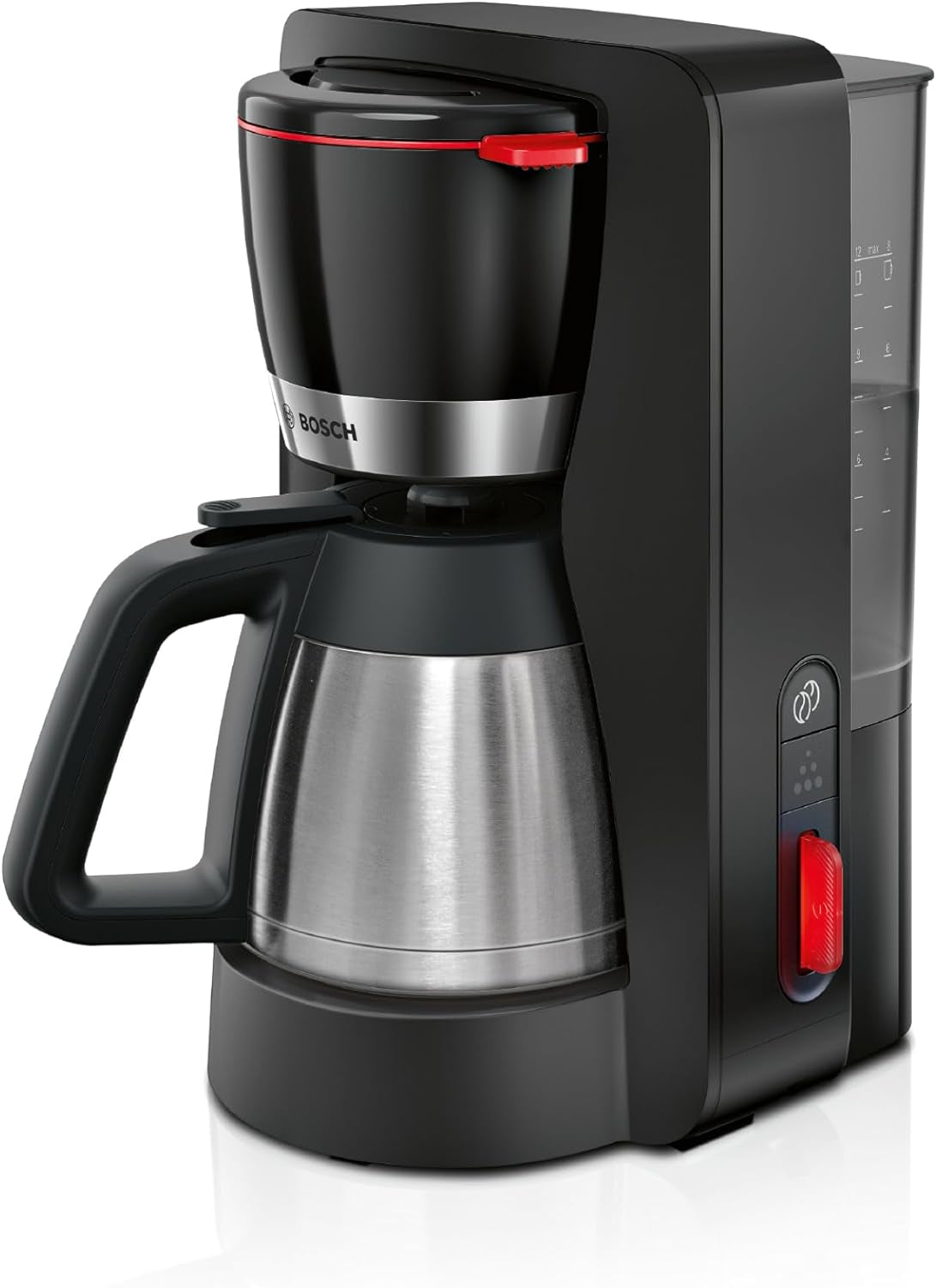 Bosch MyMoment TKA6M273 Filtrační espresso kávovar, 1L termokarafa, 8-12 šálků, Anti-Drip systém, otočný držák filtru, odvápňovací program, vyjímatelná nádržka na vodu, 1200 Watt, matná černá