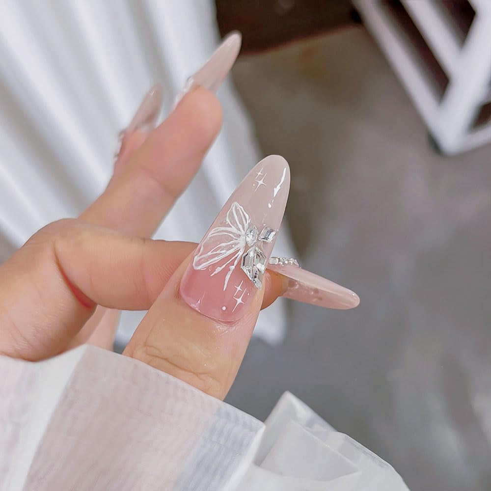 Aurora Muschel Schmetterling Samolepka na nehty Weiß Schmetterlinge Samolepka na nehty Gelee Relief Butterfly Nagelaufkleber Y2K Butterflies Nagel Sticker Nägel Nageldesign Nagel Zubehör Samolepky na nehty Nailart