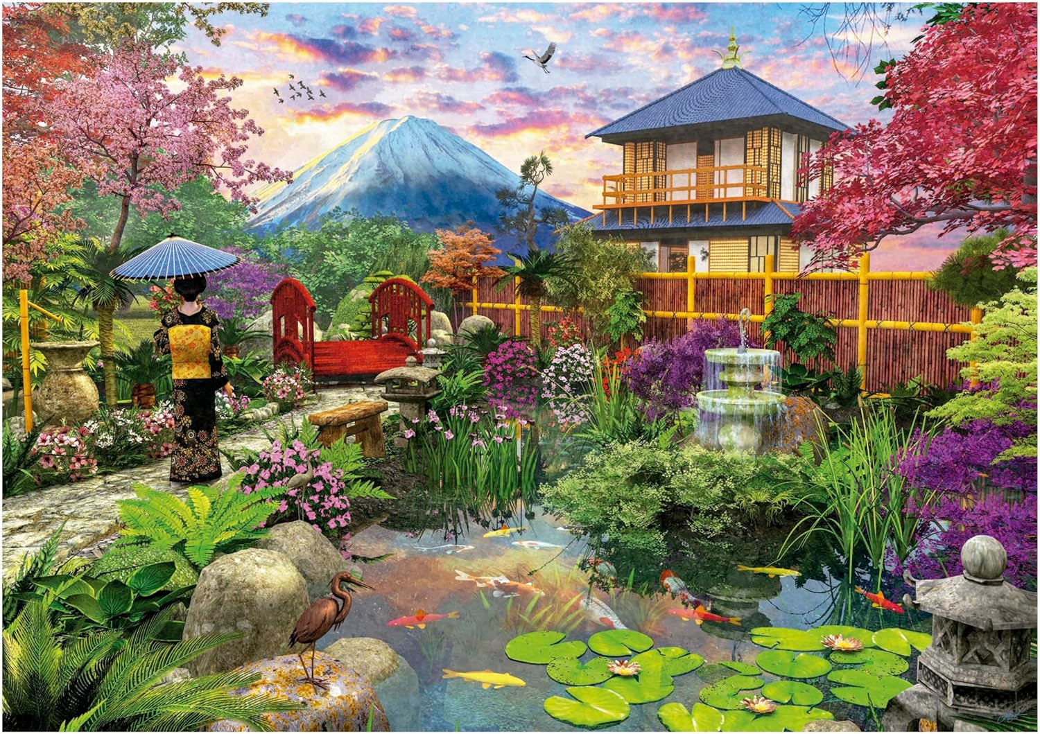 Educa - Puzzle 1500 dílků pro dospělé | Japonská zahrada. Rozměry: 85 X 60 cm. Obsahuje lepidlo na puzzle Fixpuzzle. Už 14 let (19937) Puzzle Naty Shop