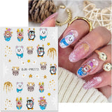 JMEOWIO Nálepka na nehty Weihnachten 10 Blatt Nálepka na nehty Selbstklebend Nagelaufkleber Glitter Schneeflocke Xmas Winter Urlaub Zlatá dekorace Nageldesign Zubehör
