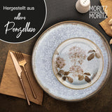 Porcelánová sada nádobí Moritz & Moritz BLOSSOM pro 6 osob, 18 kusů - Moderní nádobí s hravým designem - Snadno udržovatelný kávový servis s talířky a misky - Kombinovaný servis