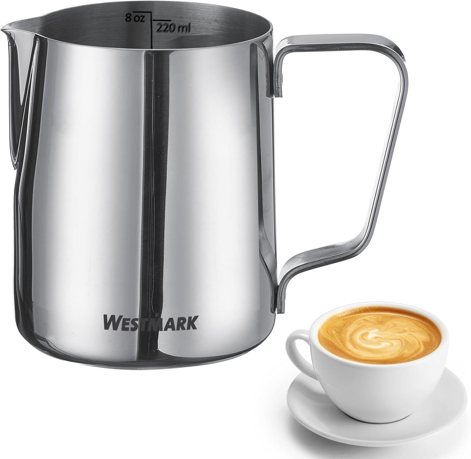 Westmark Brasilia Karafa na mléko 200 ml - ideální na smetanu do kávy, mléko, med a další přísady do kávy a čaje, příslušenství pro baristy - nerezová ocel
