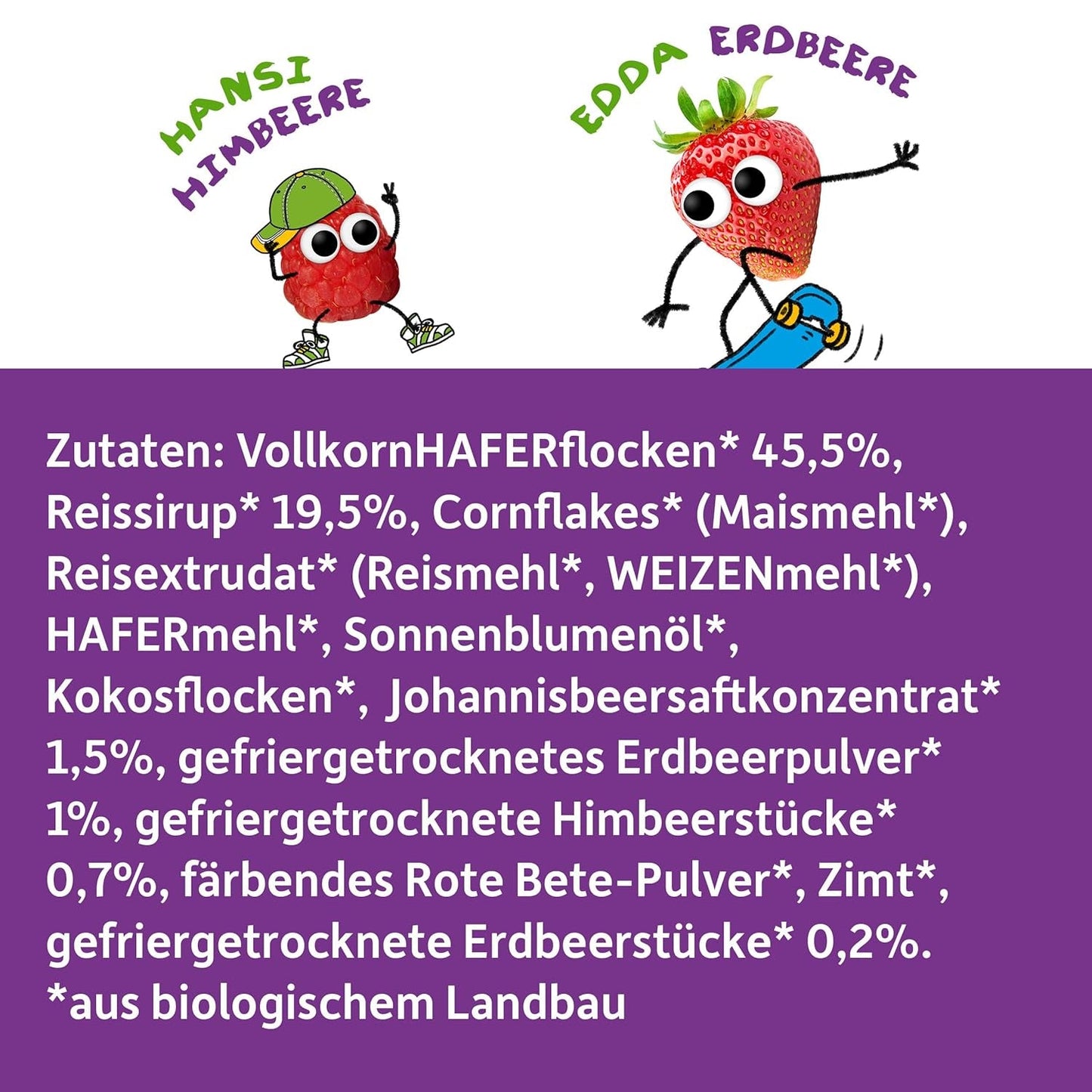 FRECHE FREUNDE Bio snídaňové müsli Edda's Berry Křupavá müsli směs pro školáky s lyofilizovanými jahodami Vegan 6 balení (6 x 280 g)