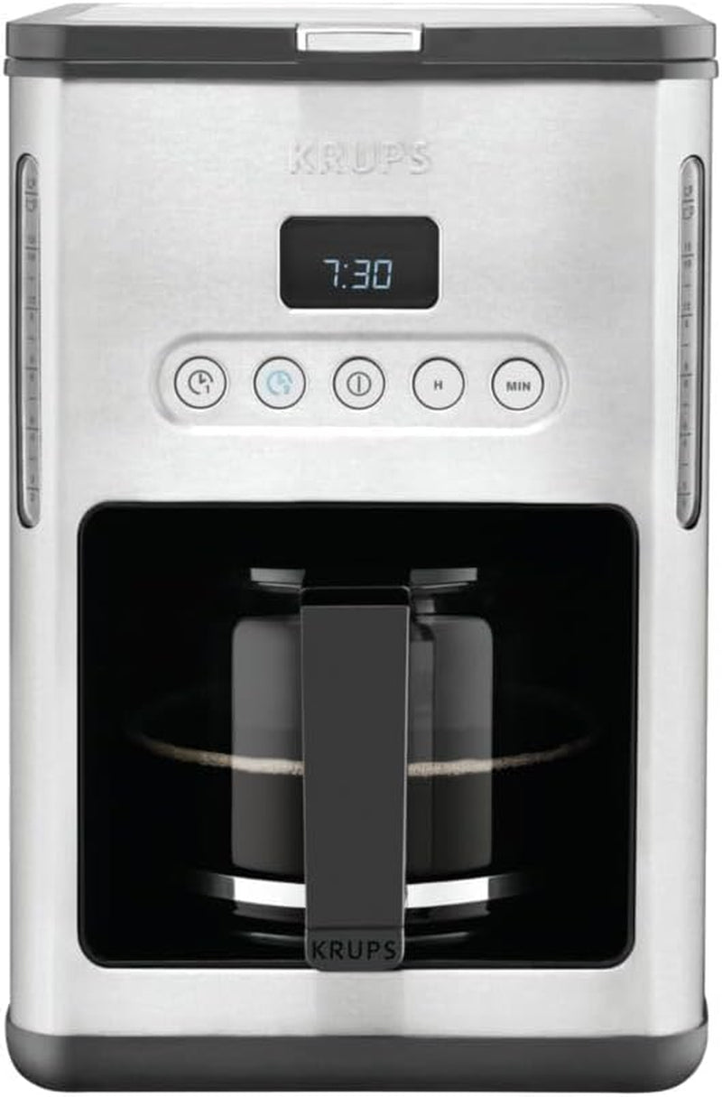Kávovar na espresso s filtrem Krups KM442D Premium | 10-15 šálků | 1000 wattů | programovatelný | funkce udržování teploty | nerezová ocel | černý
