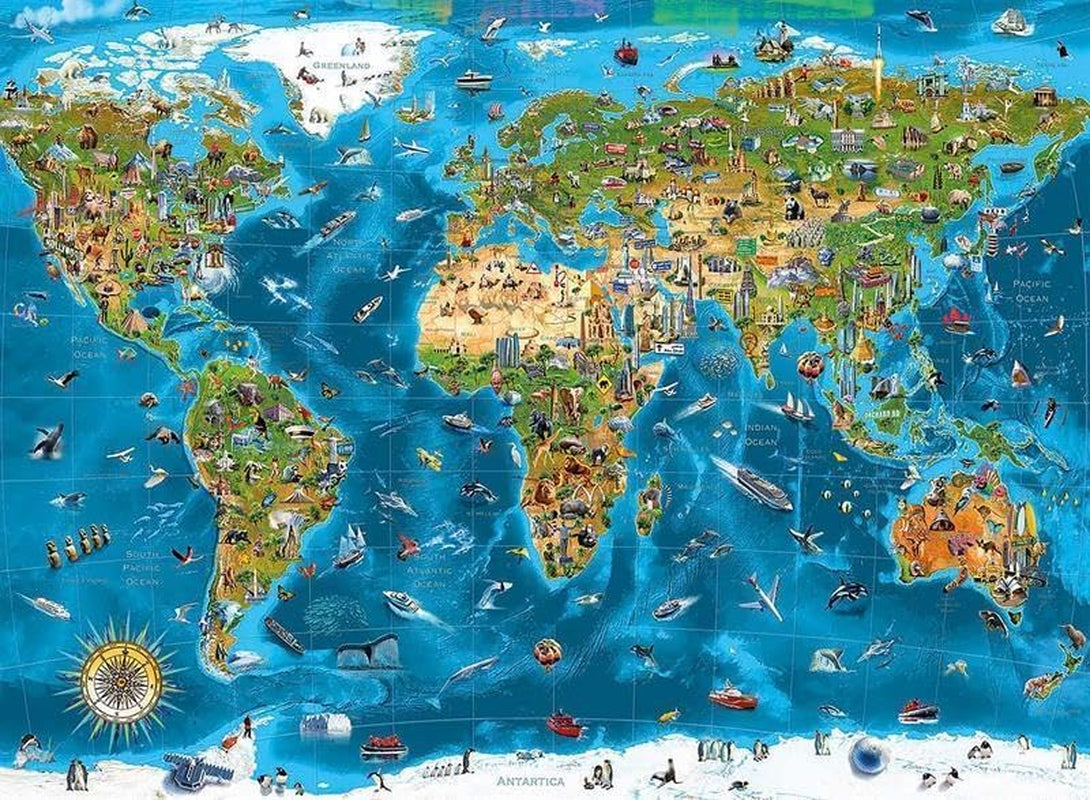 Educa - div světa, skládačka 12000 dílků dospělí a děti od 14 let, mapa světa (19057) Puzzle Naty Shop