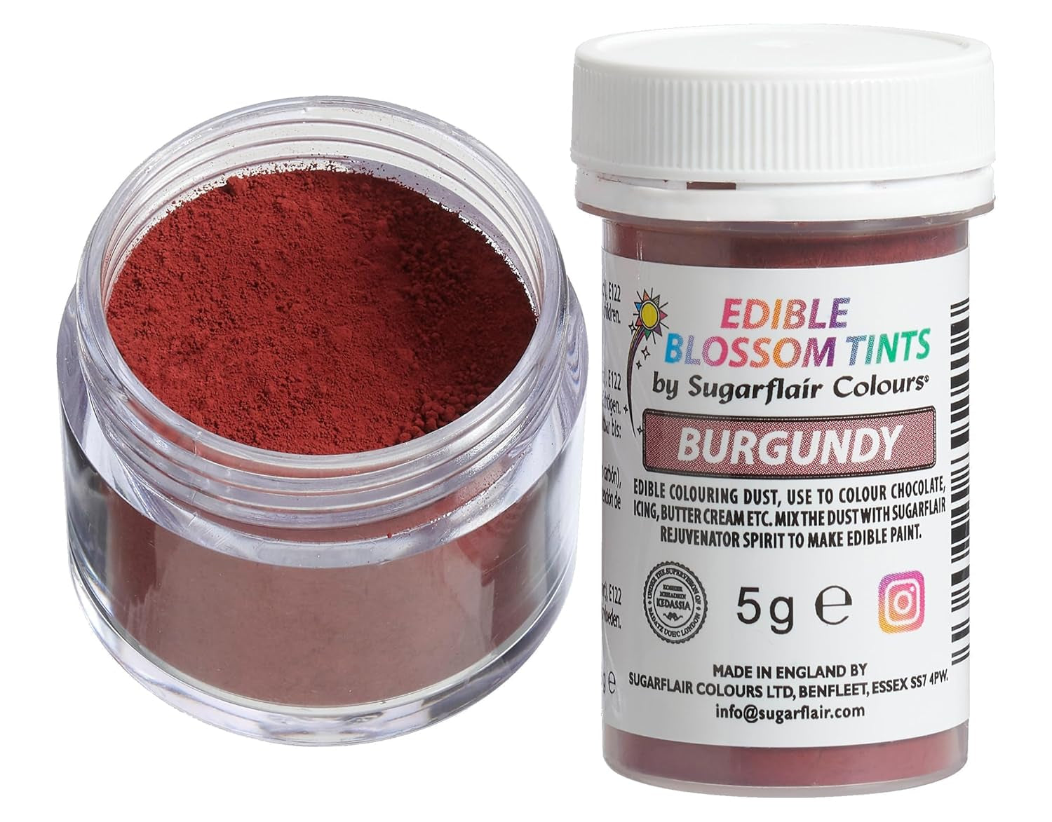 Sugarflair Blossom Tint Dust Burgundy Food Coloring Powder - potravinářské barvivo v prášku na ozdoby dortů, fondán, polevu, čokoládu, máslový krém, makronky a další - 5G
