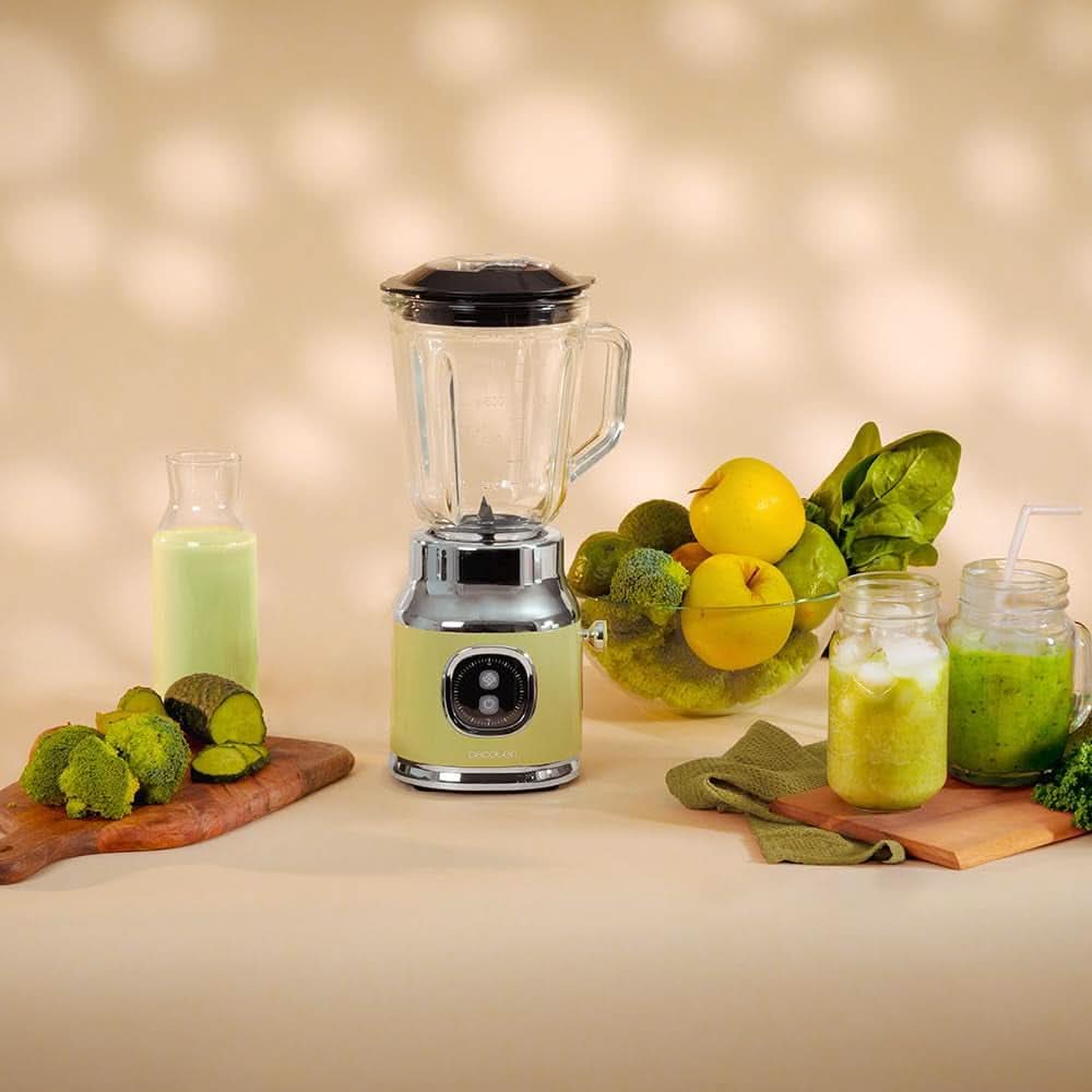 Cecotec Standmixer Retro Retrotwist Green. 800W Maximale Leistung, Pulse-Funktion, 4-Klingen-Messer Mit Schwarzer Titanbeschichtung Und 1L Krug, Vintage-Design v Grün Kitchen Naty Shop