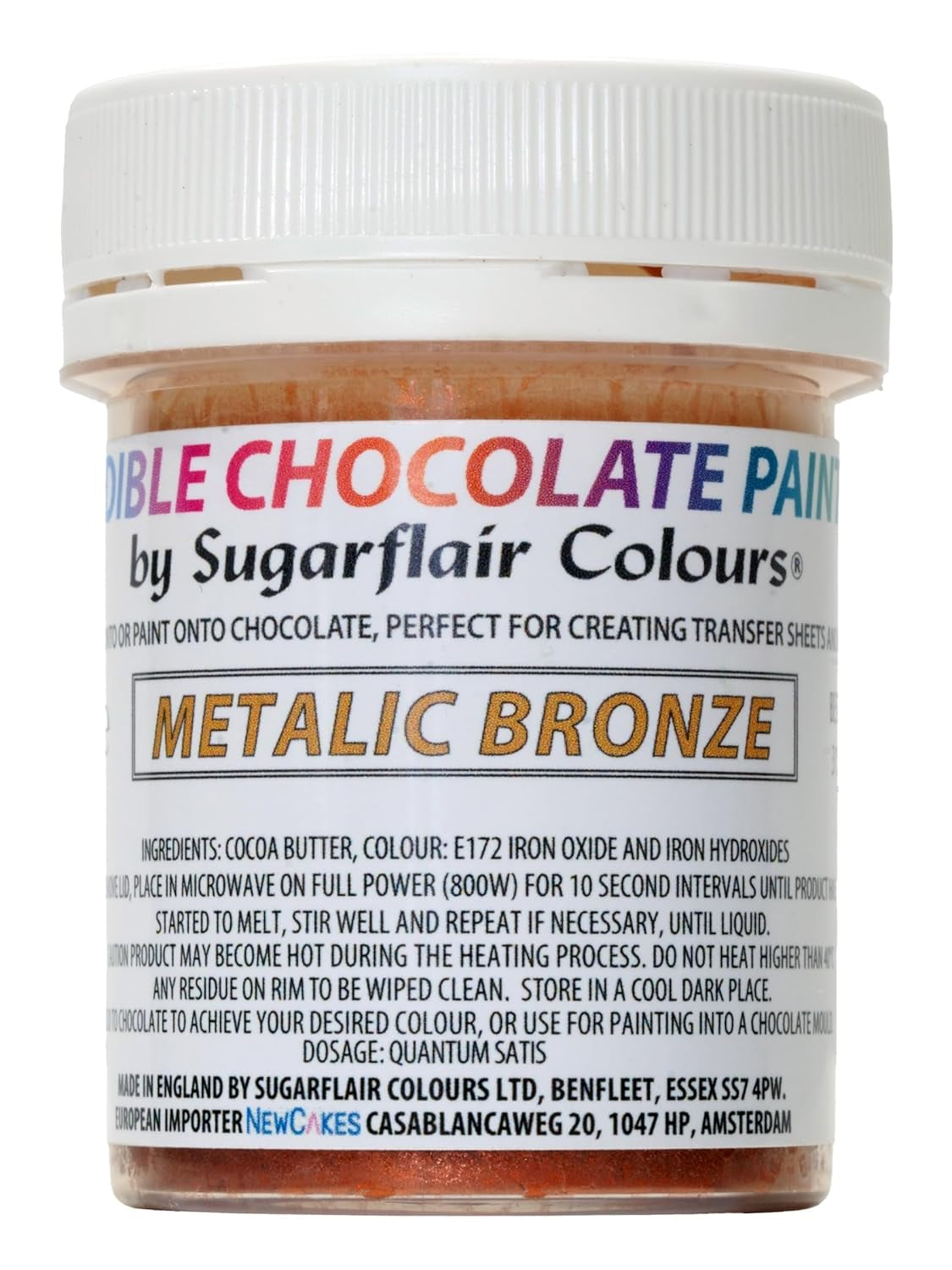 Potravinářské barvivo Sugarflair Chocolate Potravinářské barvivo na čokoládu, metalický bronz - Barevné bio kakaové máslo, čokoládové barvivo na barvení čokolády, pralinek - 35 g