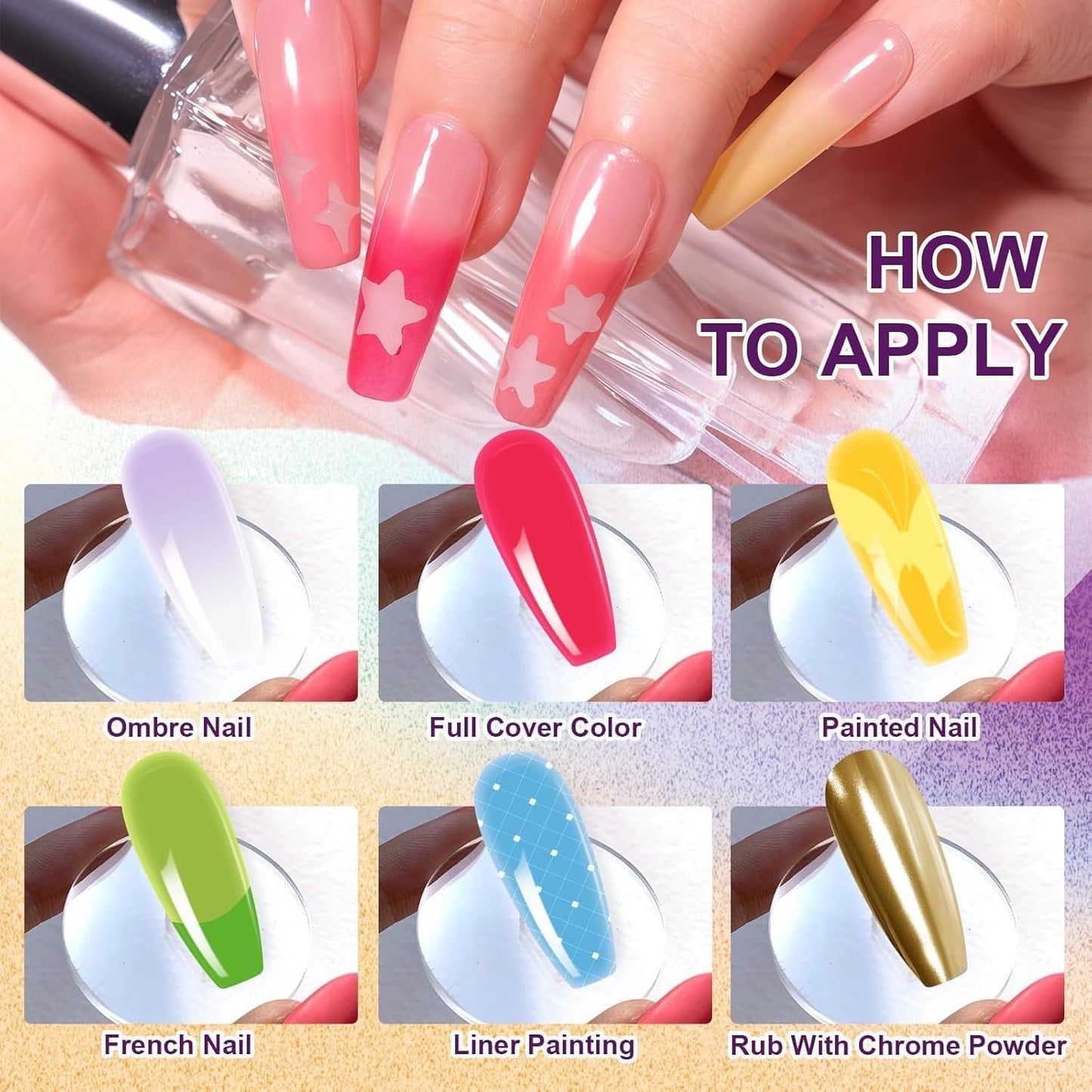 Gradient Painting Gel, 12 barev Ombre Gel lak na nehty se 100 ks houbiček na nehty a 4 drápy kovovým drapákem pro francouzskou manikúru DIY nail art, sada I