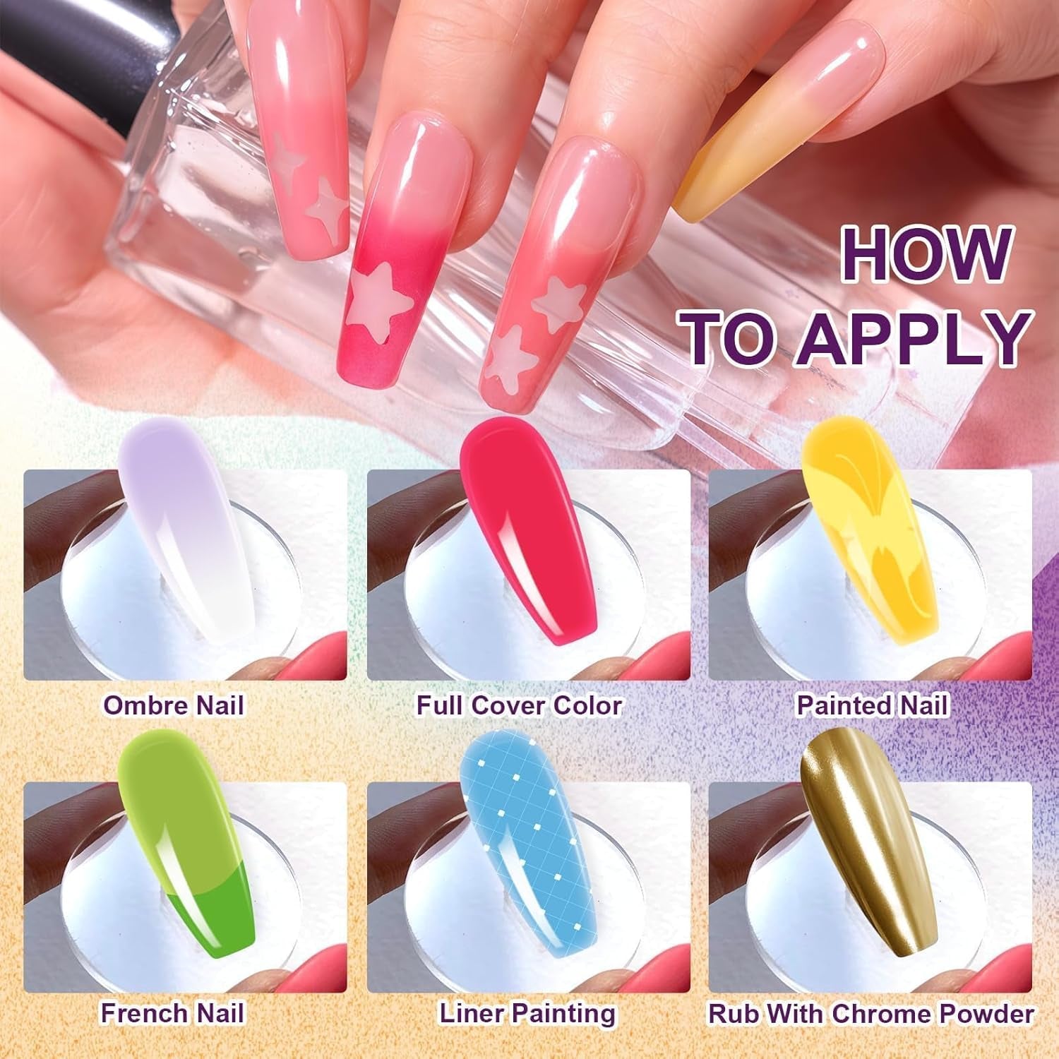 Gradient Painting Gel, 12 barev Ombre Gel lak na nehty se 100 ks houbiček na nehty a 4 drápy kovovým drapákem pro francouzskou manikúru DIY nail art, sada I