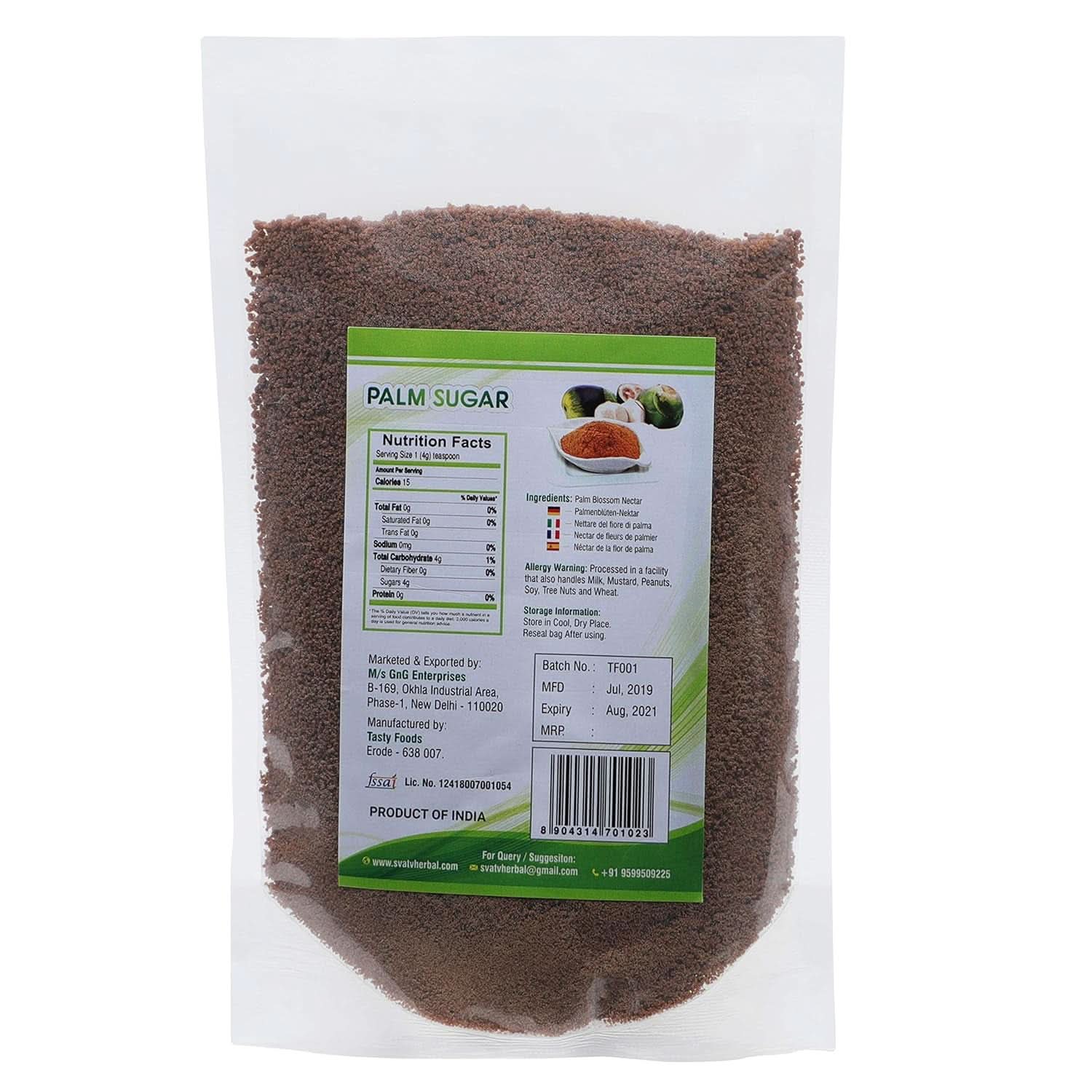 SVATV Hnědý prášek z palmového cukru, 227 gramů Sweeteners Naty Shop