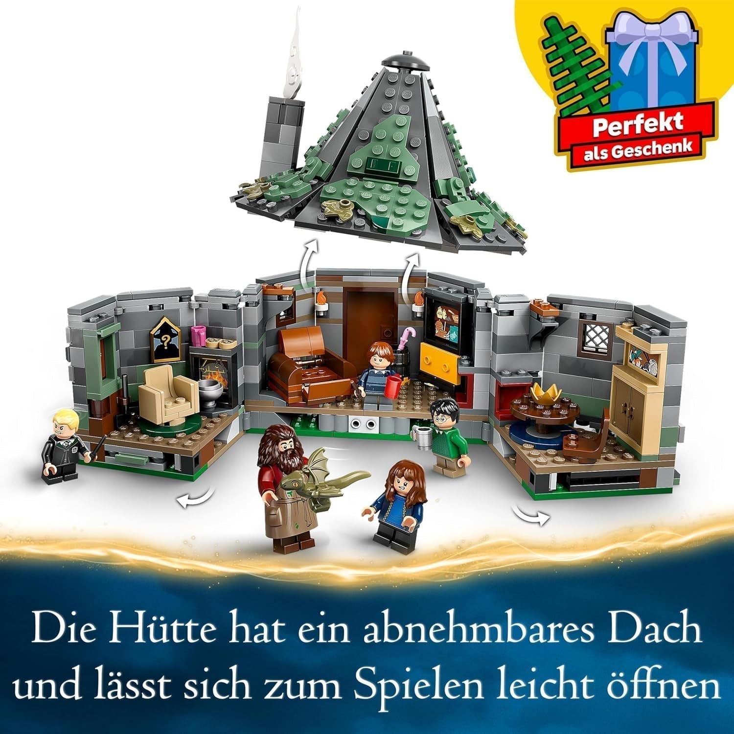 LEGO Harry Potter Hagridova chýše: Nečekaná sada pro návštěvu s 5 minifigurkami a 2 figurkami zvířat, dárek pro ženy a muže, kouzelná dobrodružná hračka, fantasy sada 76428 Stavebnice Beuche den LEGO-Store