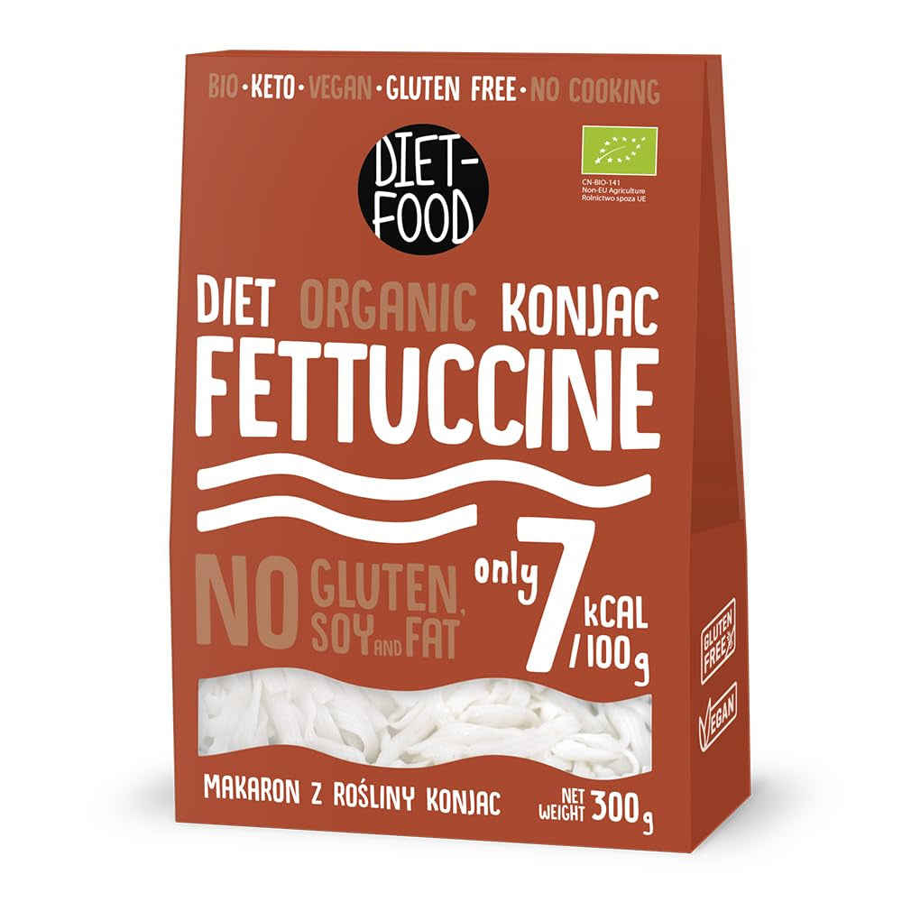 Fettuccine Konjac Noodles Bio Shirataki Diet-Food - 300 g, nízkosacharidové, bez cukru, keto, veganské, nízkokalorické, bez lepku a bez vajec, vyrobené z konjacové mouky