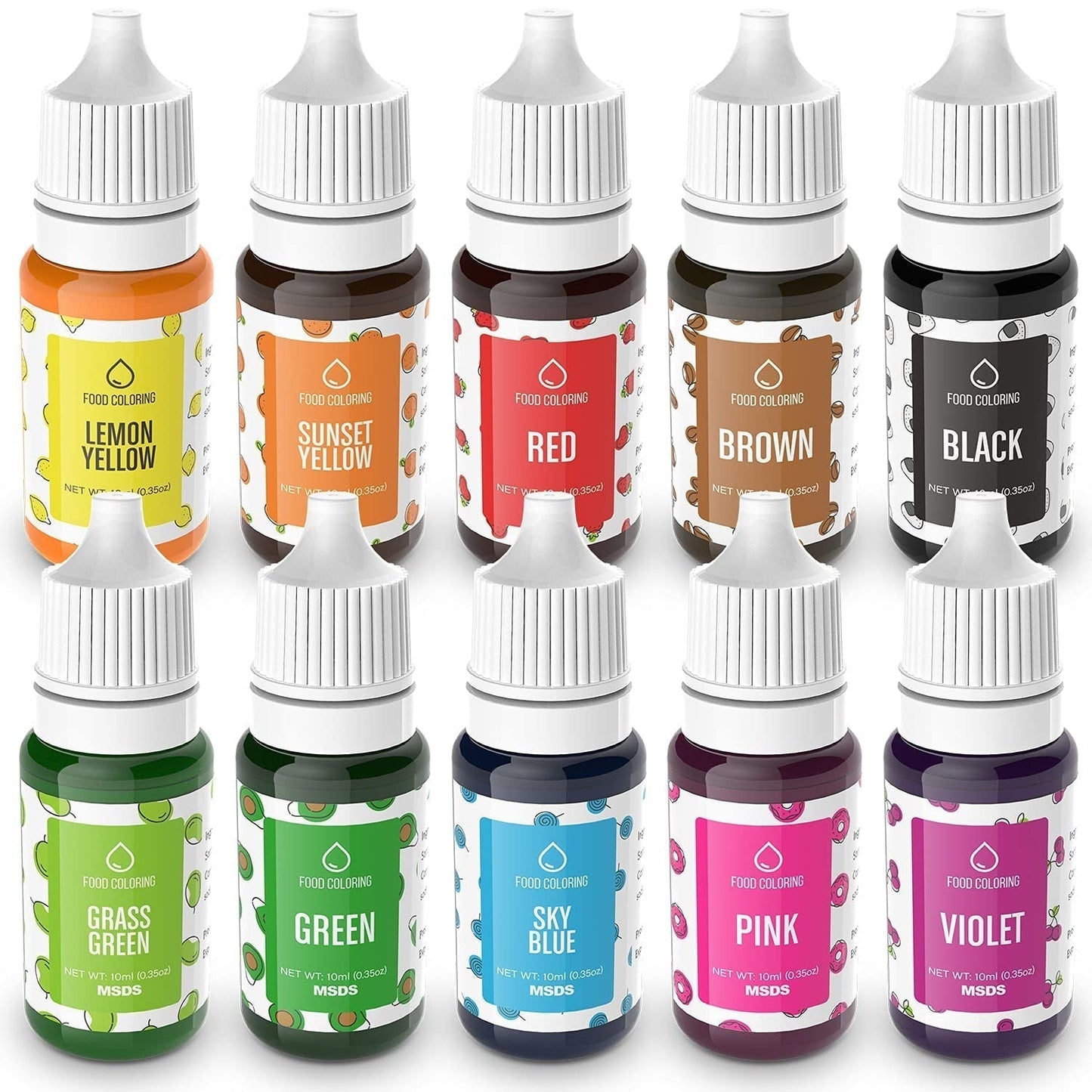 Sada 10 potravinářských barviv, tekuté, 10 x 10 ml Naty Shop Výchozí název