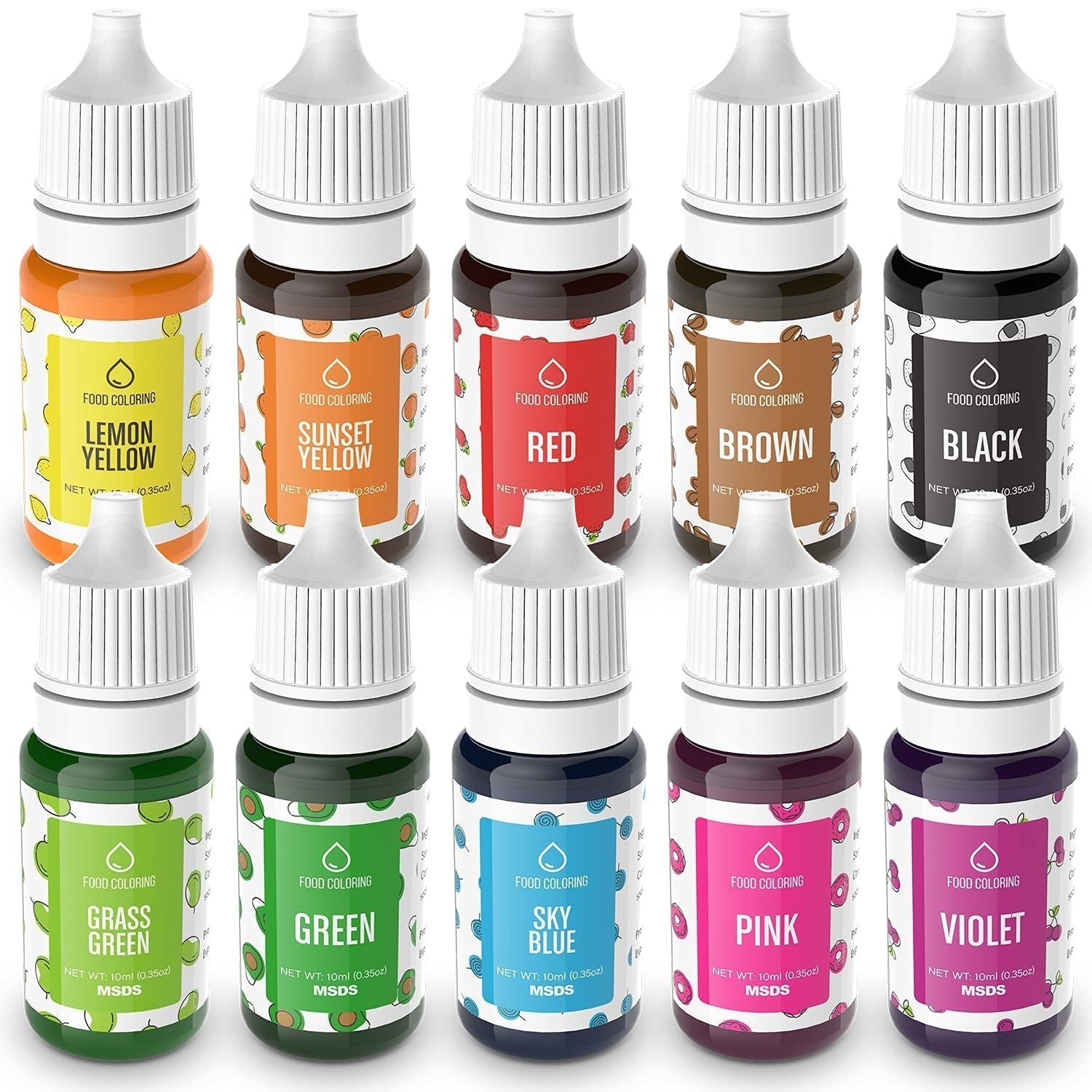 Sada 10 potravinářských barviv, tekuté, 10 x 10 ml Naty Shop Výchozí název
