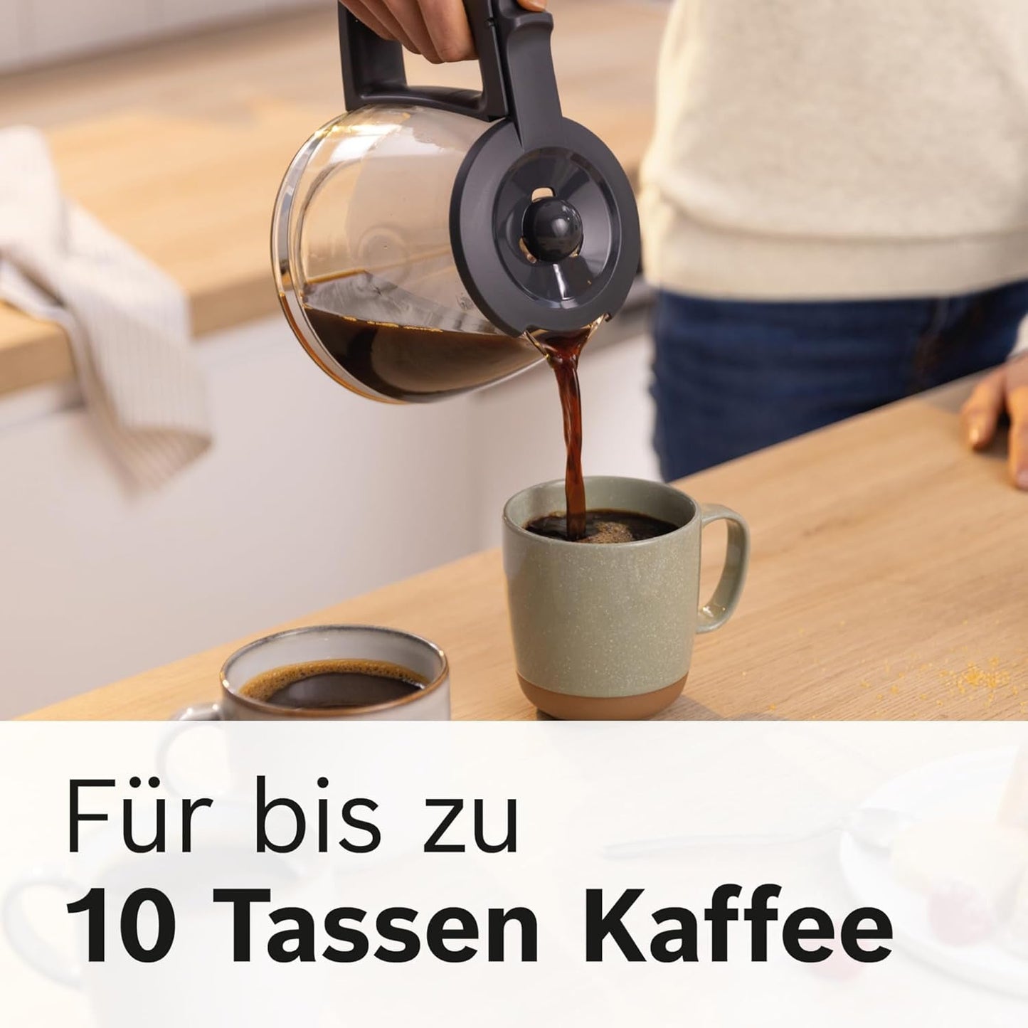Espresso kávovar Bosch MyMoment TKA2M113 s filtrem, 1,25 l skleněná karafa, 10–15 šálků, funkce udržování teploty 40 minut, systém proti odkapávání, otočný držák filtru, odnímatelná nádrž na vodu, 1200 W, matná černá