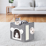 Katzenbetten für Indoor Katzen, Faltbares Katzenhaus, Katzenhöhle 2 Schicht Würfel Großer Raum Katzenbett mit Kratzbrett und Spielball, 15,8 x 15,8 x 15 palců