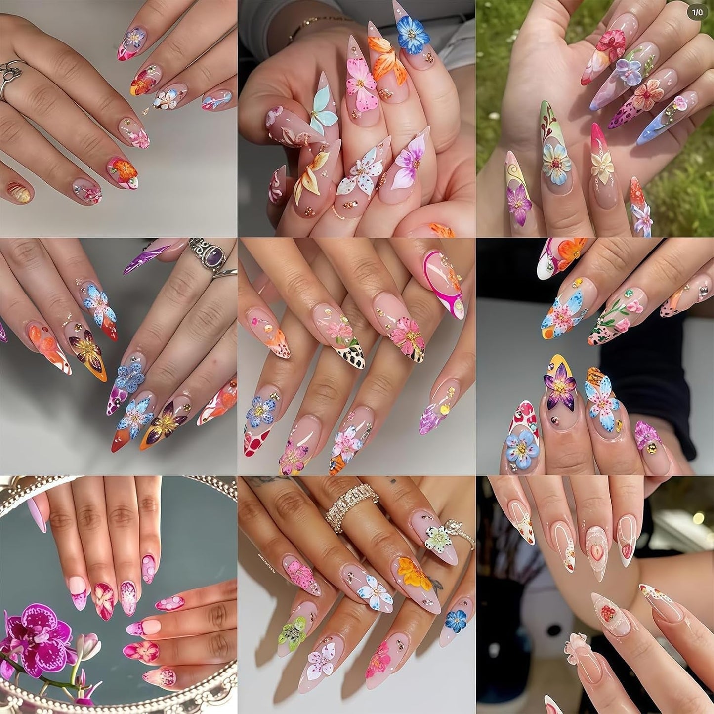 50 Stück 3D Blume Sada kousků na nehty, Bunte Nageldesign Zubehör, Nägel Charms Und Nagel Art Charms, Perfekt Für Nailart, Maniküre Dekoration Und DIY Nageldesign