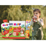 HiPP bio hruškové a švestkové sáčky, celozrnné, 16 kusů (4 balení po 4 x 90 g), pro děti od 6 měsíců, bez přidaného cukru, veganské, nejlepší bio kvalita
