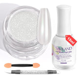 Saviland Chrome Powder Powder Set – růžový laserový chromový prášek na nehty se zrcadlovým efektem laserové zdobení nehtů, dekorativní pudr na manikúru se třpytkami s houbičkami, třpytivý prášek na nehty v nehtovém salonu