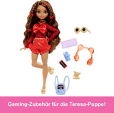 Panenka Barbie Dream Besties a doplňky, pohyblivá panenka Teresa Fashion s hnědými vlasy a sponkami, 10dílný motiv videohry, HYC23 Naty Shop Dolls